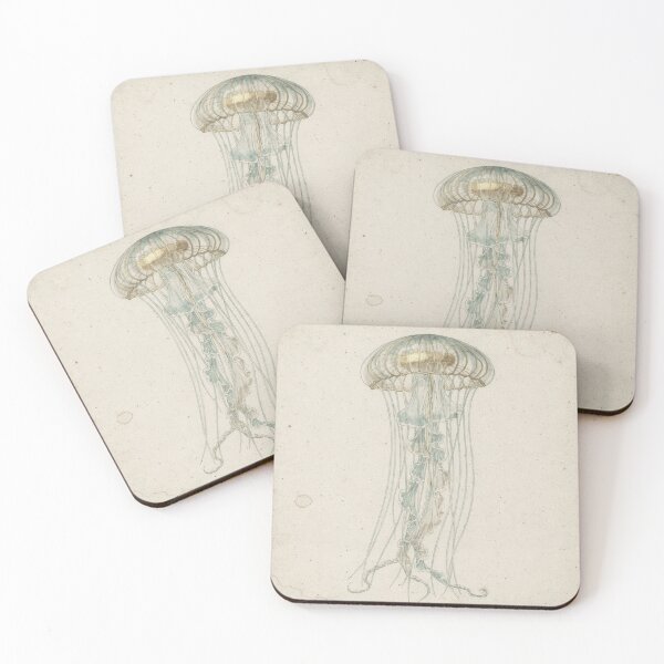 Item preview, Vintage Jellyfish Marine Specimen Plate in Gold designed and sold by PictorialWhimsy.
