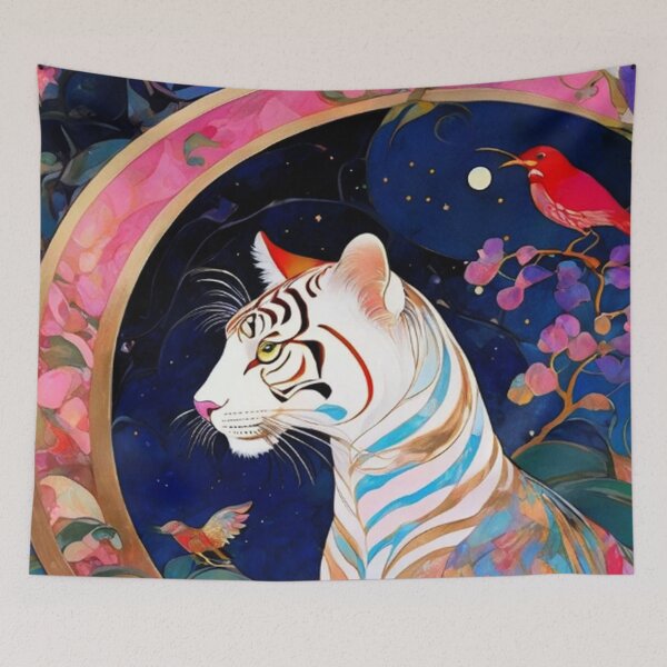 Item preview, Pink Moon Garden Tiger designed and sold by TheDarkWardrobe.