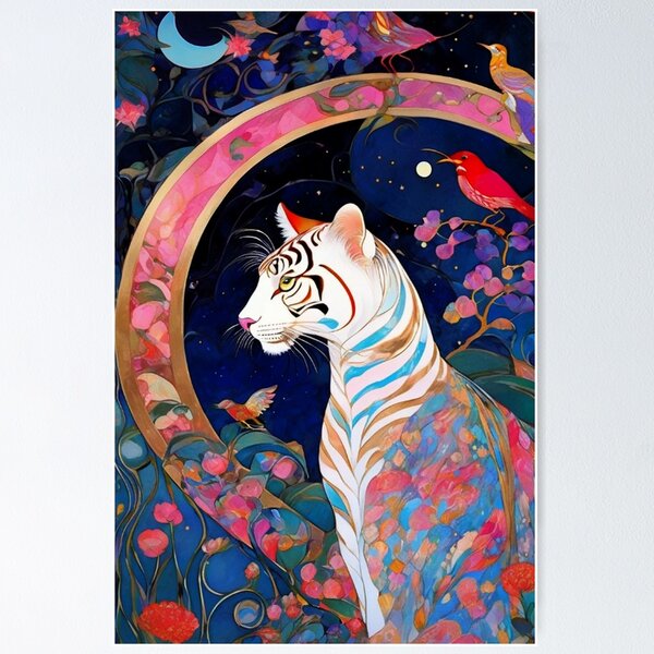 Item preview, Pink Moon Garden Tiger designed and sold by TheDarkWardrobe.