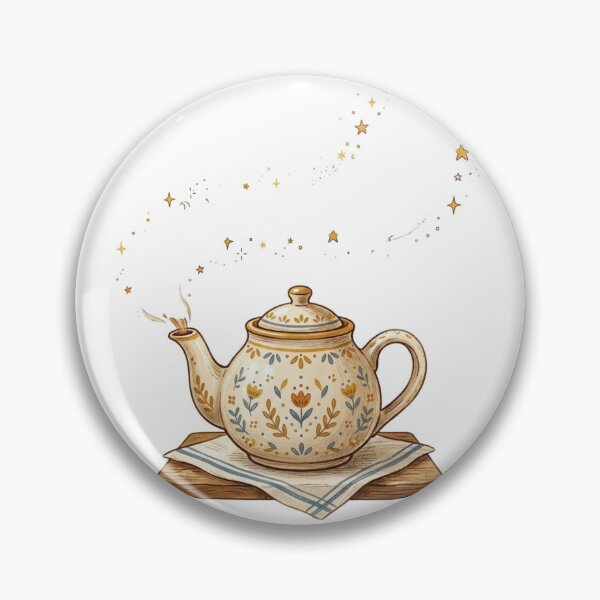 Item preview, Magic In Every Brew - Vintage Folk Art Teapot and Stars designed and sold by Sanan Israyilli.