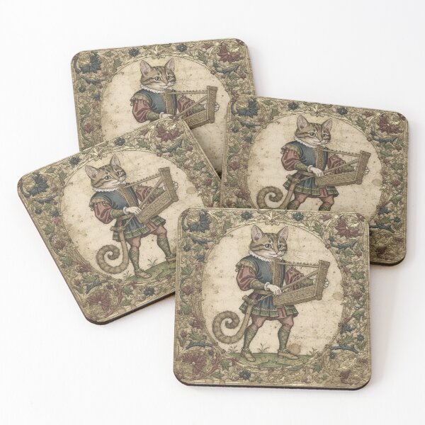 Item preview, Medieval Cat with a Hurdy-Gurdy designed and sold by PictorialWhimsy.