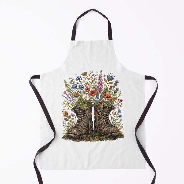 Item preview, Life Blooms Anywhere - Vintage Wildflowers Hiking Boots Art designed and sold by Sanan Israyilli.