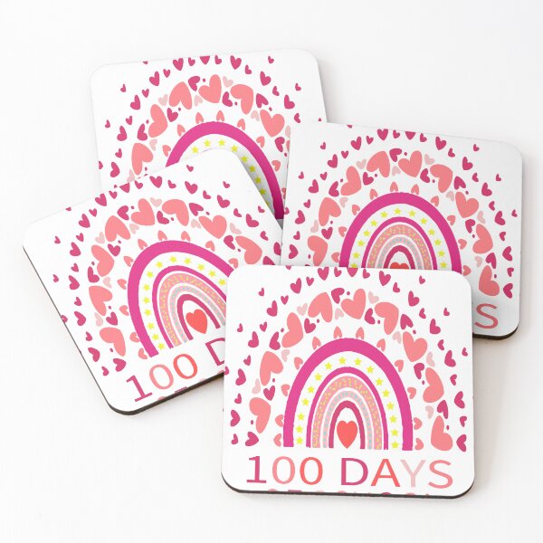 Artikelvorschau, 100 Tage Schule – Rosa Boho-Regenbogenherzen-Grafik entworfen und verkauft von VISIONSTURME.