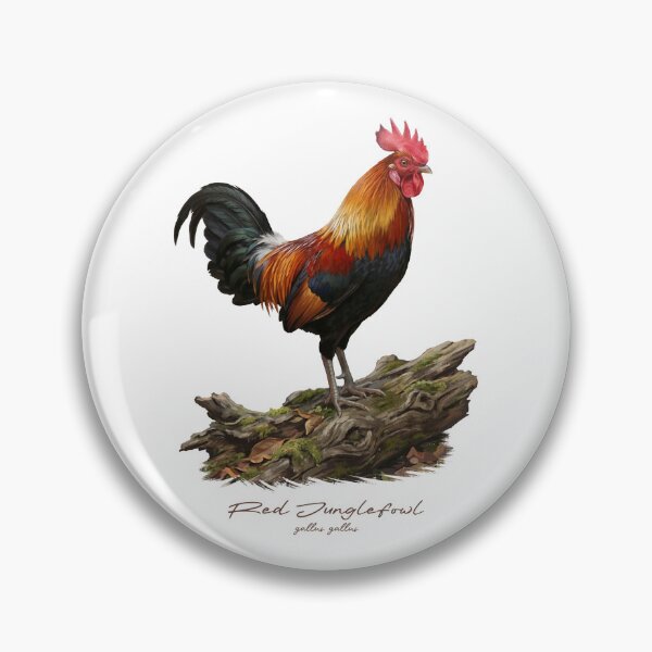 Item preview, Red Junglefowl on Wooden Log Bird Illustration designed and sold by Takeda-art.