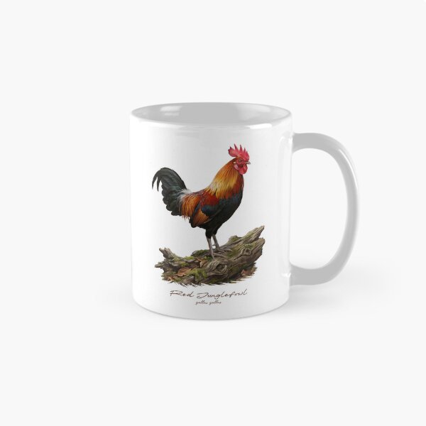 Item preview, Red Junglefowl on Wooden Log Bird Illustration designed and sold by Takeda-art.