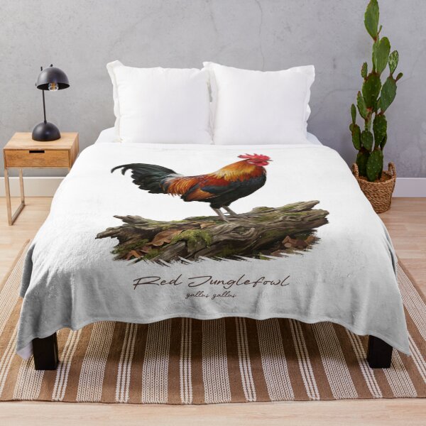 Item preview, Red Junglefowl on Wooden Log Bird Illustration designed and sold by Takeda-art.