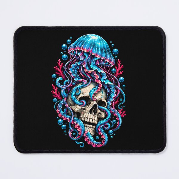 Item preview, Surreal Deep Sea Skull with Vibrant Jellyfish and Coral Illustration designed and sold by potseed21.