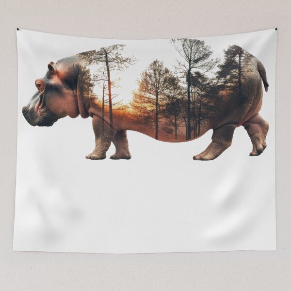 Item preview, Hippopotamus Papua New Guinea Sunset Forest Graphic designed and sold by VISIONSTURME.