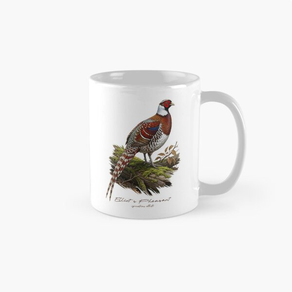Item preview, Elliot's Pheasant on Mossy Log Bird Illustration designed and sold by Takeda-art.