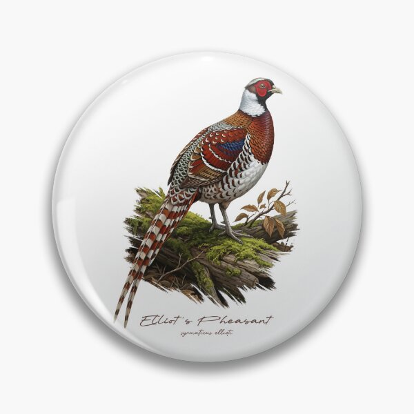 Item preview, Elliot's Pheasant on Mossy Log Bird Illustration designed and sold by Takeda-art.