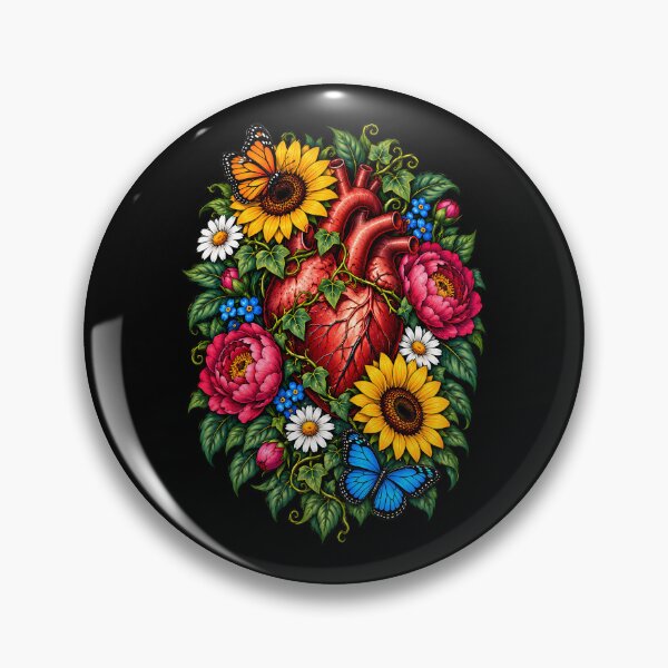 Item preview, Anatomical Human Heart with Vibrant Wildflowers and Ethereal Butterflies Illustration designed and sold by potseed21.
