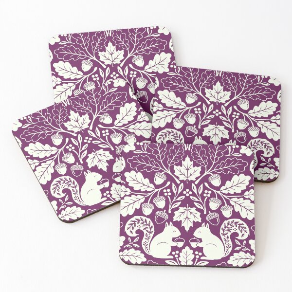 Item preview, Squirrels and autumn oak leaves on purple designed and sold by Jennifer Ladd.