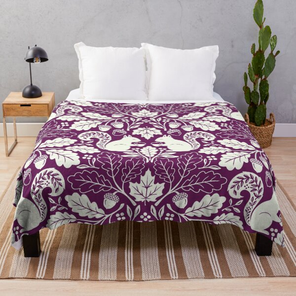 Item preview, Squirrels and autumn oak leaves on purple designed and sold by Jennifer Ladd.