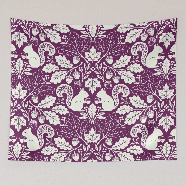 Item preview, Squirrels and autumn oak leaves on purple designed and sold by Jennifer Ladd.