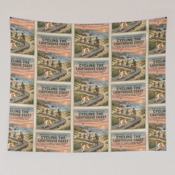 Item preview, Brittany Lighthouse Cyclist designed and sold by PictoVibe.