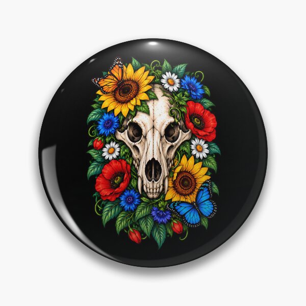 Item preview, Serene Skull and Vibrant Floral Arrangement with Butterflies Illustrative Art designed and sold by potseed21.