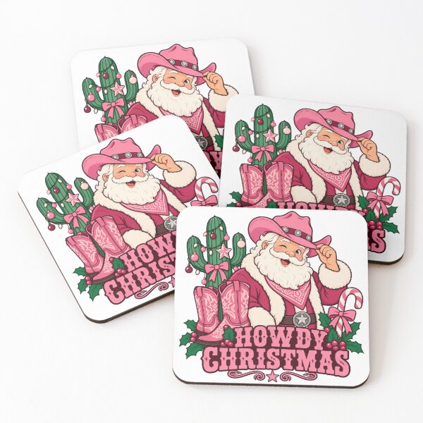 Item preview, Howdy Christmas Pink Cowboy Santa with Cactus designed and sold by skyartdesign.
