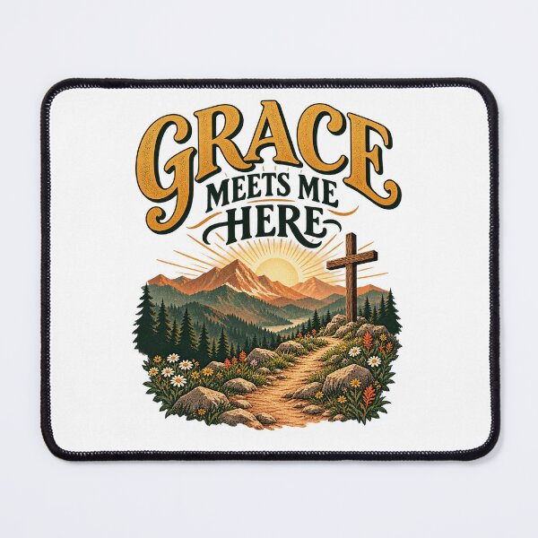 Item preview, Grace Meets Me Here Christian Mountain Faith Design designed and sold by Logic72.
