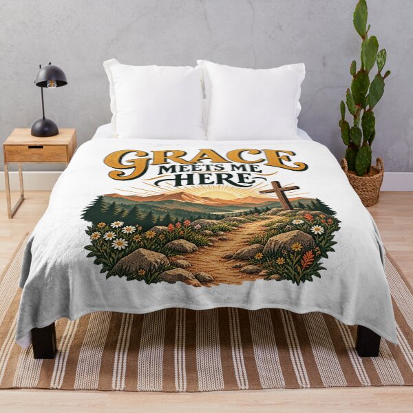 Item preview, Grace Meets Me Here Christian Mountain Faith Design designed and sold by Logic72.