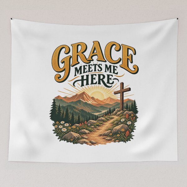 Item preview, Grace Meets Me Here Christian Mountain Faith Design designed and sold by Logic72.