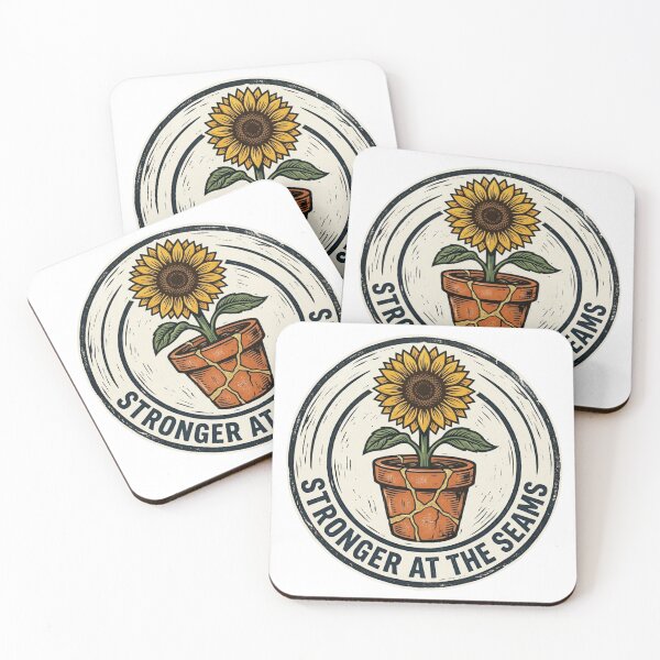 Item preview, Stronger At The Seams - Vintage Kintsugi Sunflower Badge designed and sold by Sanan Israyilli.