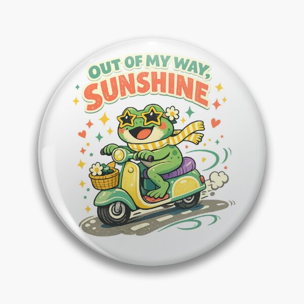 Item preview, Out of My Way Sunshine Funny Frog Scooter Retro Cottagecore Art Design designed and sold by inkoutninja.