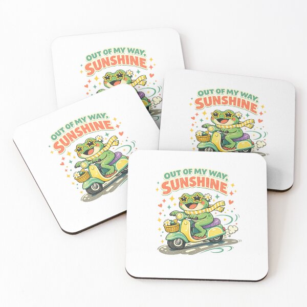 Item preview, Out of My Way Sunshine Funny Frog Scooter Retro Cottagecore Art Design designed and sold by inkoutninja.