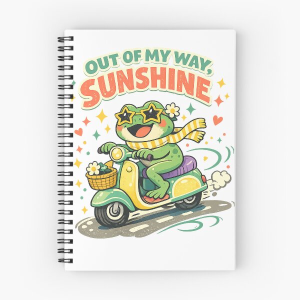 Item preview, Out of My Way Sunshine Funny Frog Scooter Retro Cottagecore Art Design designed and sold by inkoutninja.