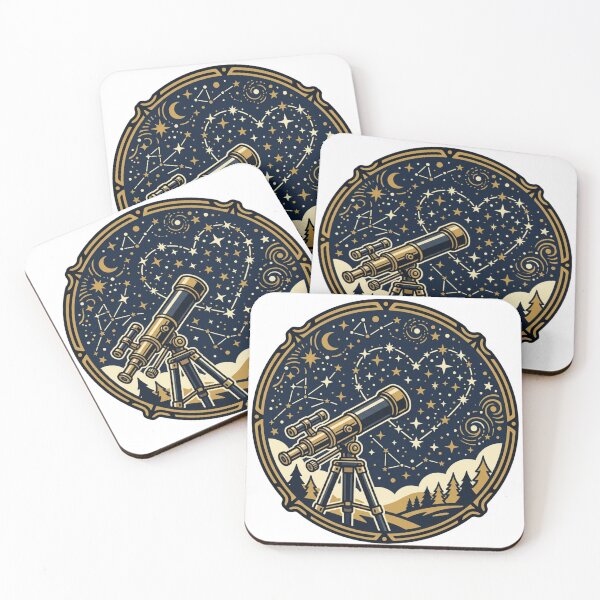Item preview, Cosmic Love - Vintage Telescope and Heart Constellation Art designed and sold by Sanan Israyilli.