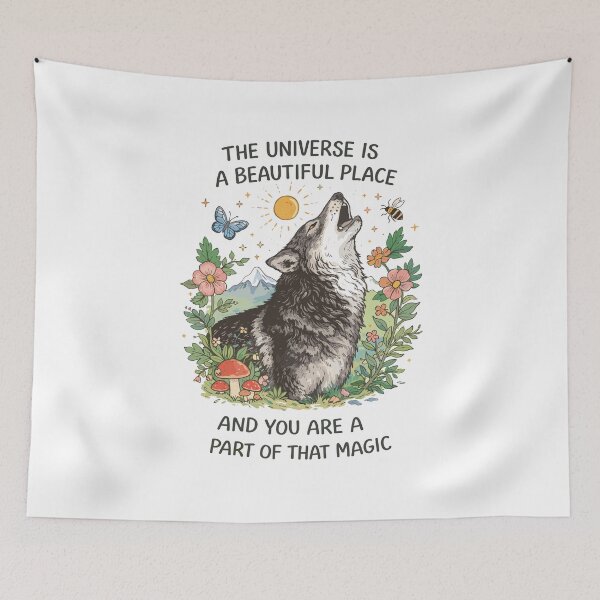 Item preview, The Universe Is A Beautiful Place Howling Wolf Poster designed and sold by Matinez Pink.