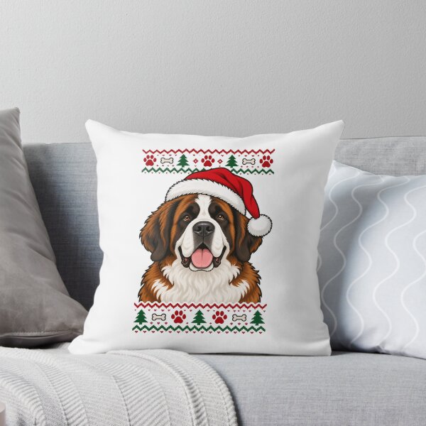 Item preview, Saint Bernard Christmas Dog in Santa Hat designed and sold by skyartdesign.