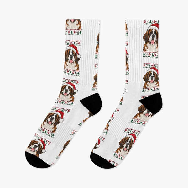 Item preview, Saint Bernard Christmas Dog in Santa Hat designed and sold by skyartdesign.