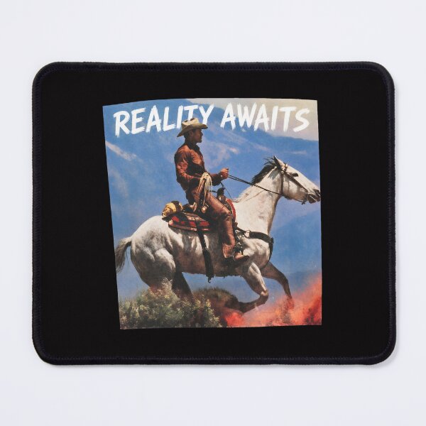 Item preview, Cowboy Riding Horse Reality Awaits Western designed and sold by mac-lux.
