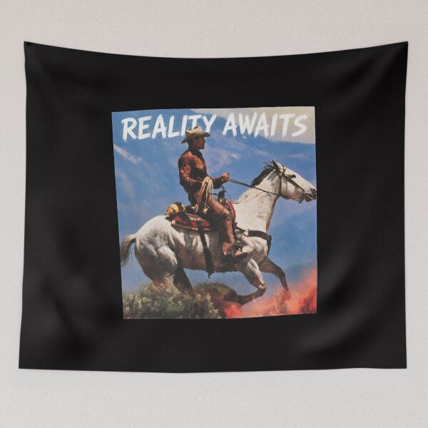 Item preview, Cowboy Riding Horse Reality Awaits Western designed and sold by mac-lux.