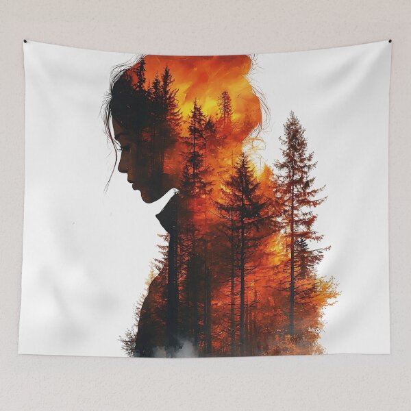 Item preview, Woman Forest Sunset Double. Exposure Aesthetic Graphic designed and sold by VISIONSTURME.