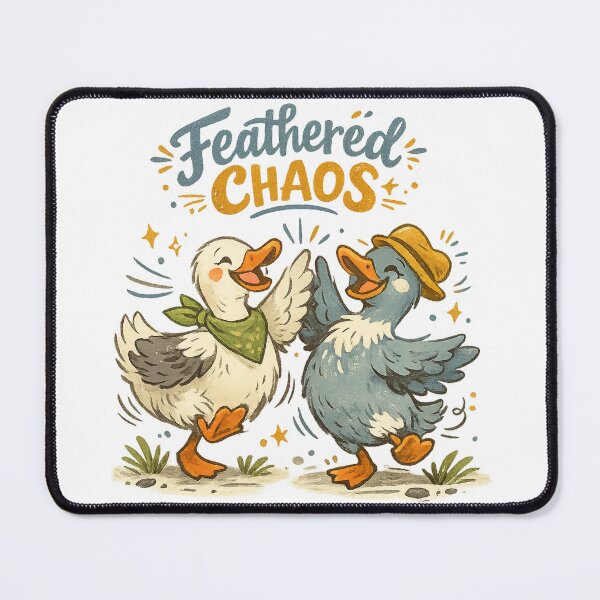 Item preview, Feathered Chaos Funny Duck Besties High Five Farmyard Humor Art Design designed and sold by inkoutninja.