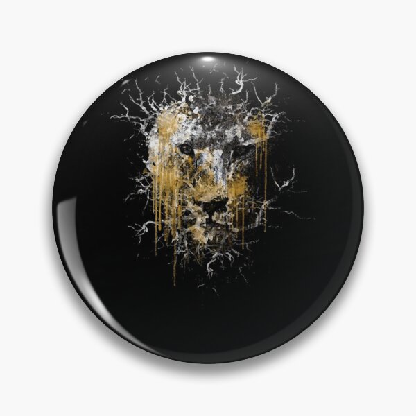 Item preview, Golden Watercolor Lion Head Ink Splash Portrait designed and sold by GarlandAuclair.
