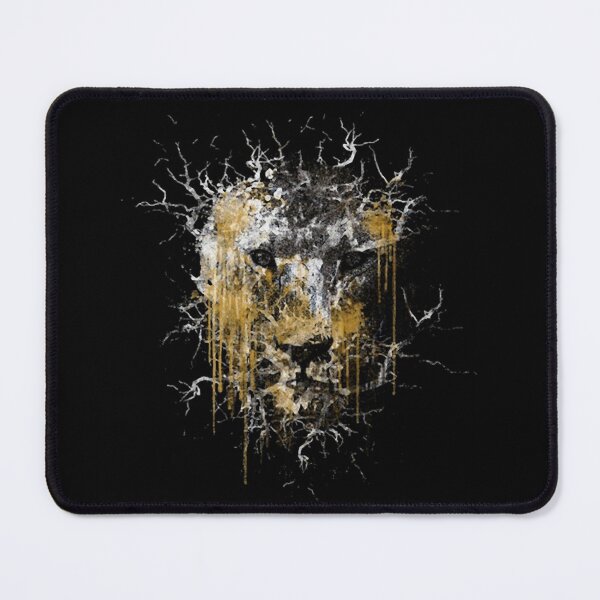 Item preview, Golden Watercolor Lion Head Ink Splash Portrait designed and sold by GarlandAuclair.