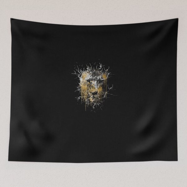 Item preview, Golden Watercolor Lion Head Ink Splash Portrait designed and sold by GarlandAuclair.