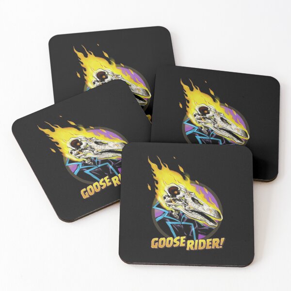 Item preview, Funny Goose Rider Skull Flaming Bird Parody Art designed and sold by GarlandAuclair.