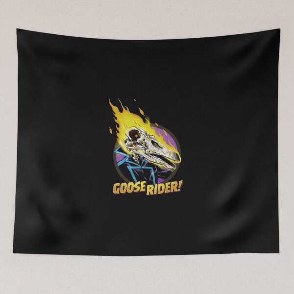Item preview, Funny Goose Rider Skull Flaming Bird Parody Art designed and sold by GarlandAuclair.