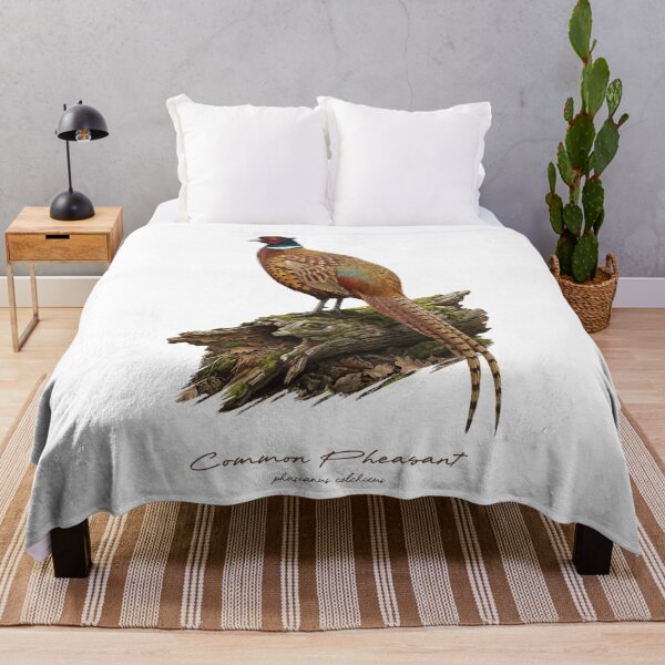 Item preview, Common Pheasant on Mossy Wooden Log Bird Illustration designed and sold by Takeda-art.