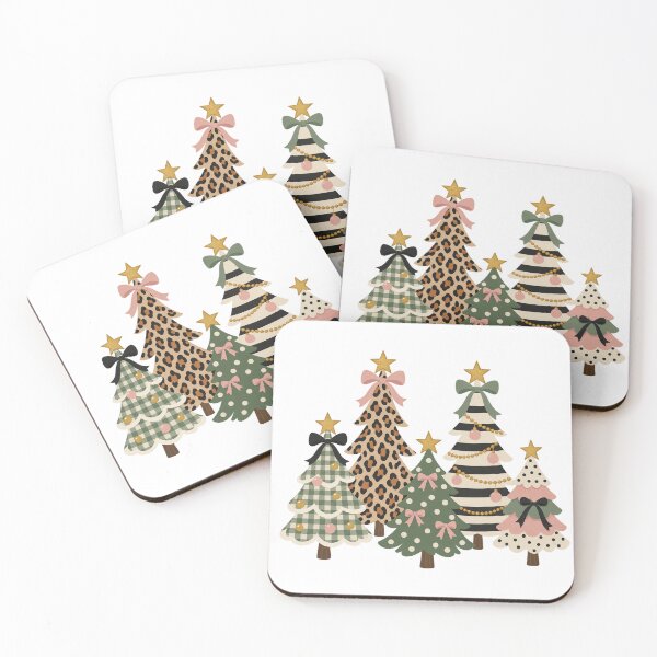 Item preview, Five Patterned Christmas Trees with Bows designed and sold by skyartdesign.