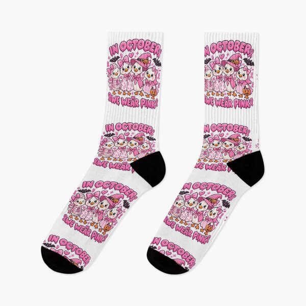 Item preview, In October We Wear Pink Halloween Duck Breast Cancer Awareness designed and sold by QuiteOrbit.