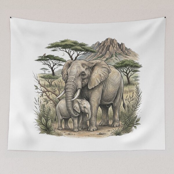 Item preview, African Elephant & Flora Safari designed and sold by CHRIST5000.