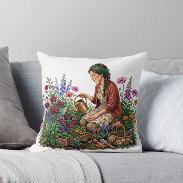Item preview, Nurture Your Soul - Watercolor Gardening Woman and Flowers designed and sold by Sanan Israyilli.