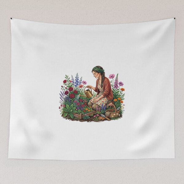 Item preview, Nurture Your Soul - Watercolor Gardening Woman and Flowers designed and sold by Sanan Israyilli.