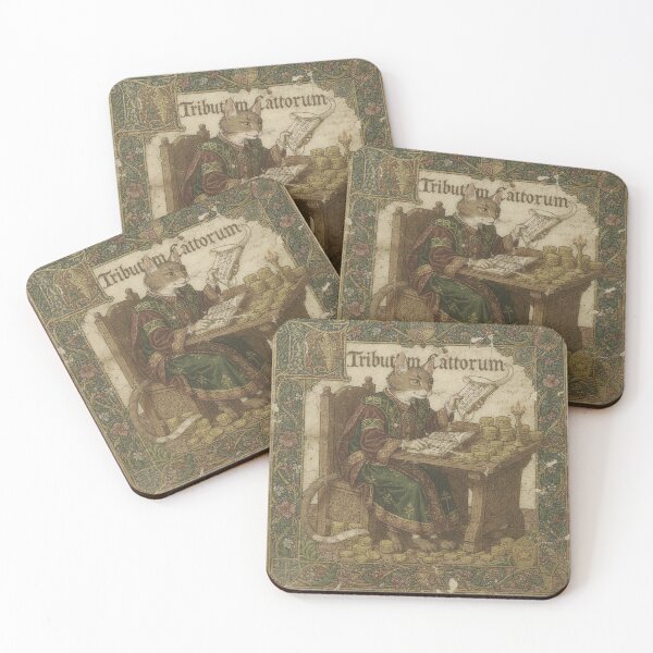 Item preview, Medieval Cat Tax Collector Counting Gold Coins designed and sold by PictorialWhimsy.