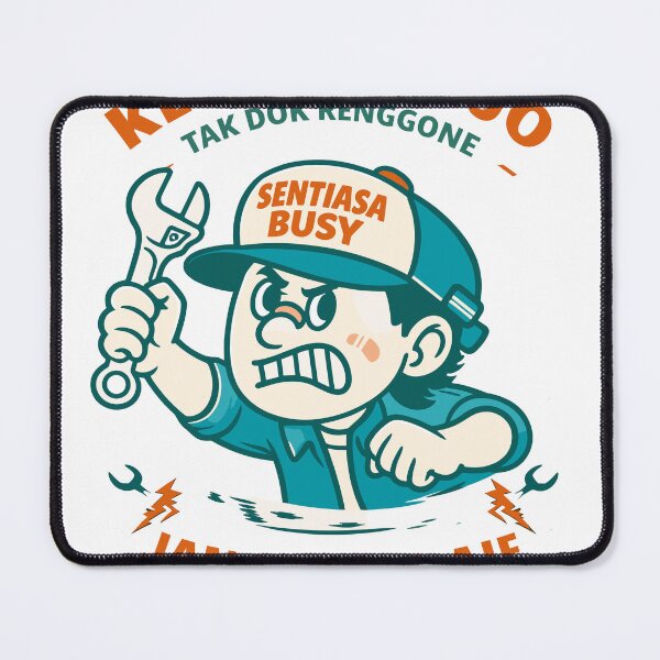 Item preview, Kerjo Sahjo Sentiasa Busy Wrench Mechanic Poster designed and sold by Matinez Pink.