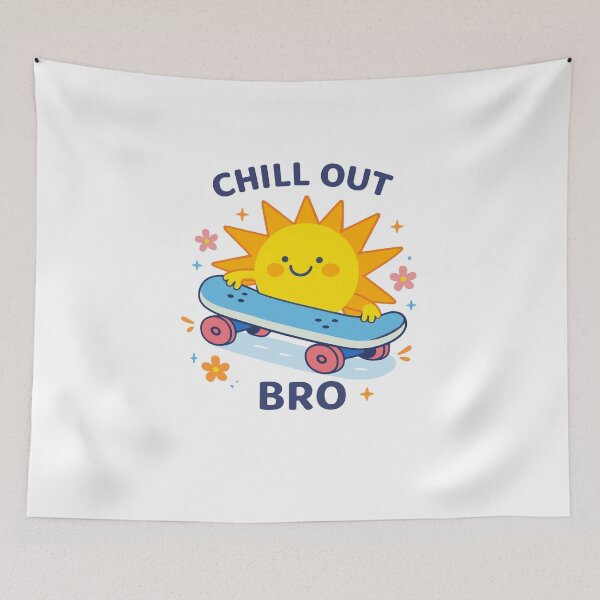 Item preview, Chill Out Bro Skateboarding Sun Poster designed and sold by Matinez Pink.
